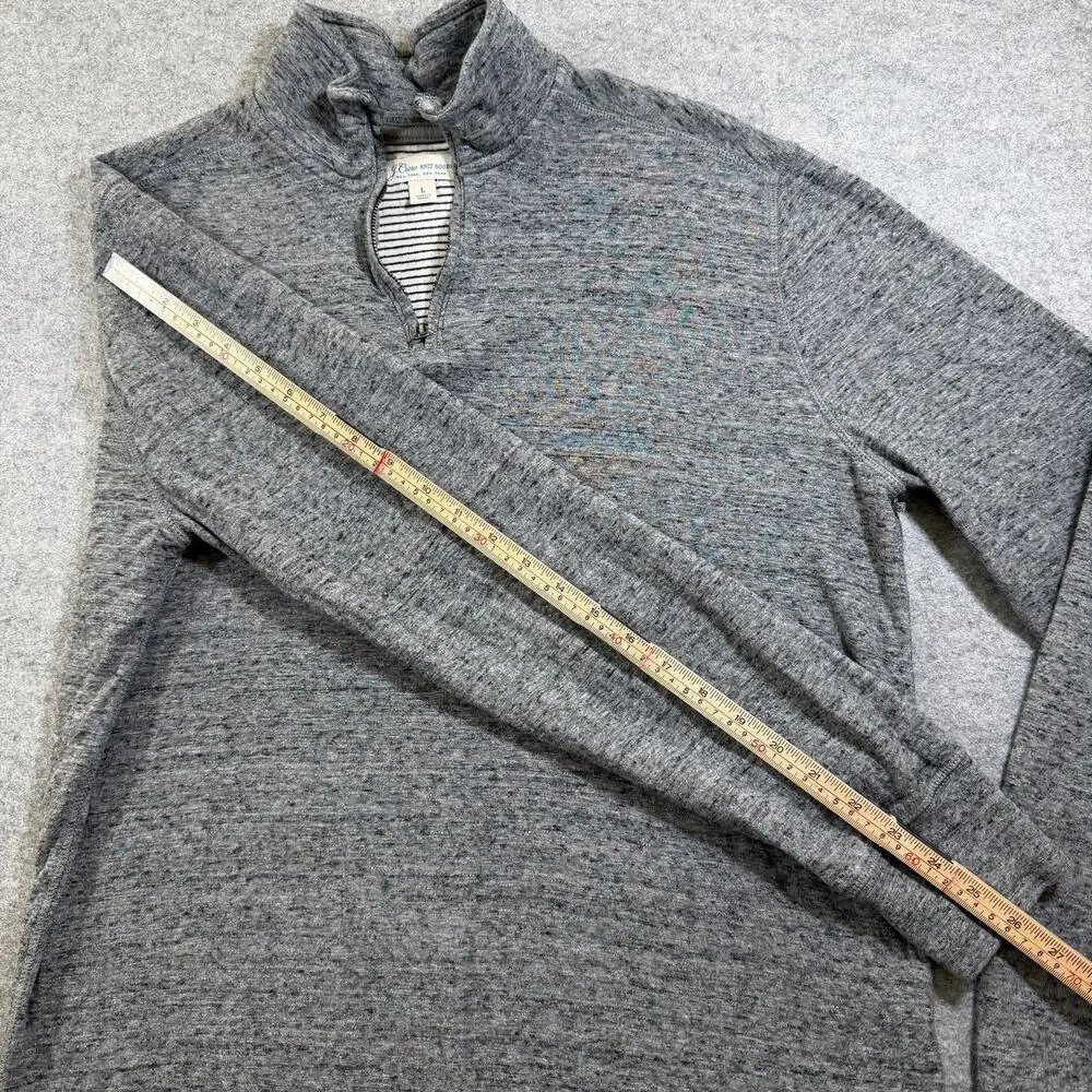 J.Crew Knit Goods 1/4 Zip Pullover Mens L Heather Gray Cotton Preppy Sweater